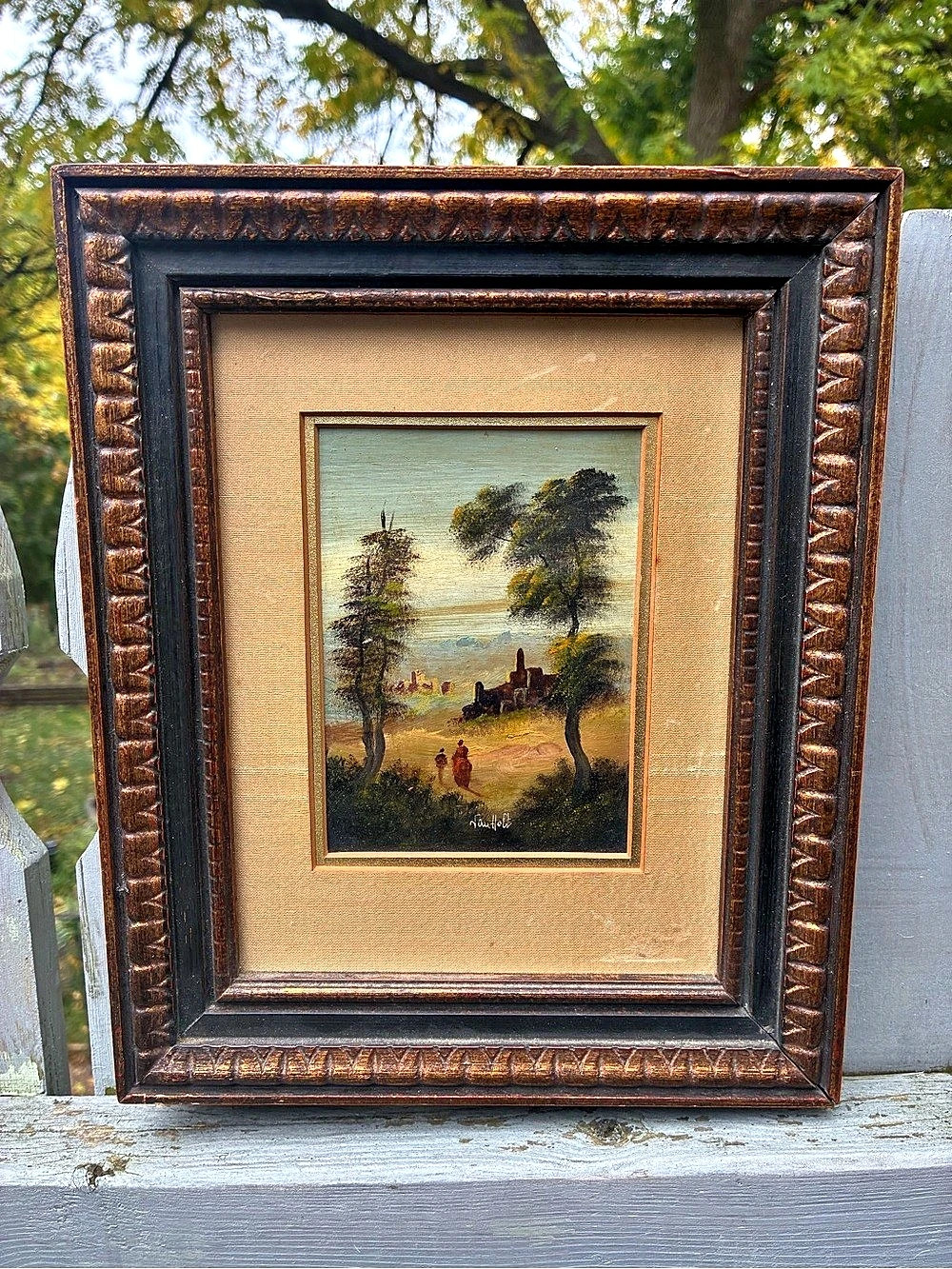 Old Van Holt Miniature Landscape Oil Painting